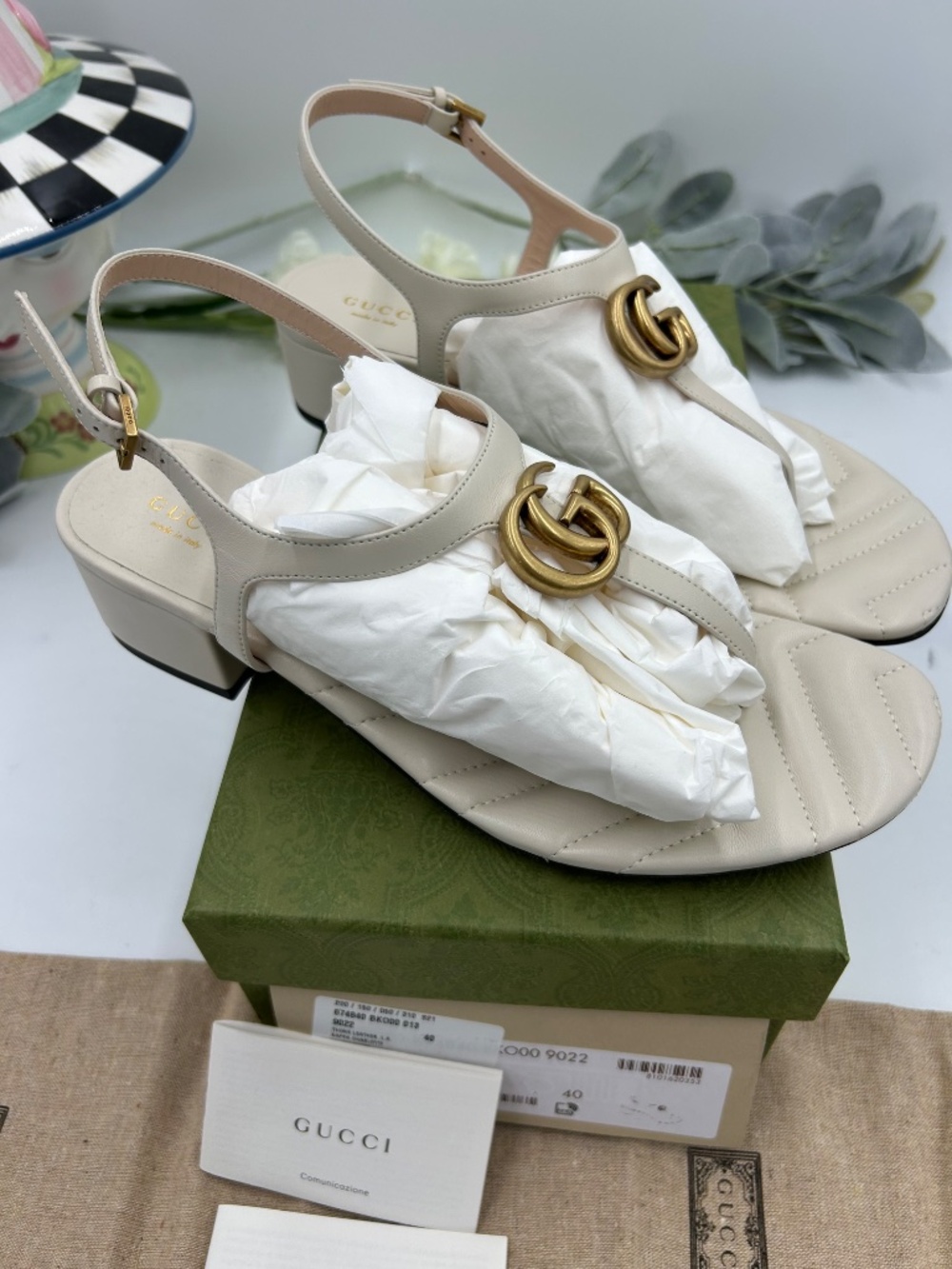 Women’s Gucci GG Marmont Matelasse Leather Thong Sandal. Size 10/fits 10.5 US - Picture 7 of 10